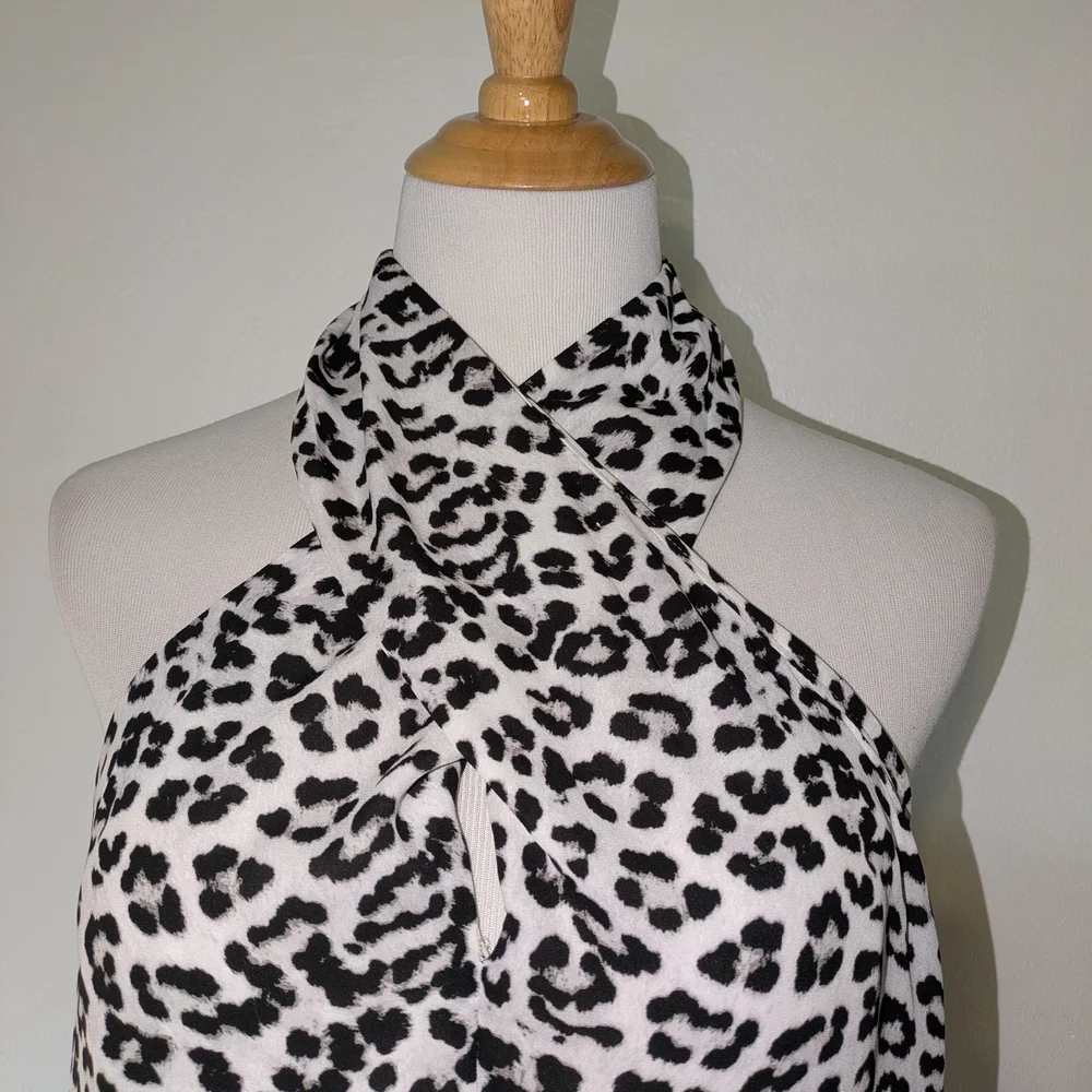 Ann Taylor Factory Black and White Sleeveless Halter Blouse - Picture 1 of 11
